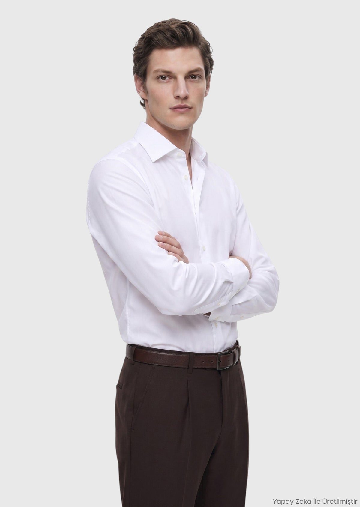 Beyaz Regular Fit Uzun Dokuma Klasik %100 Pamuk Gömlek