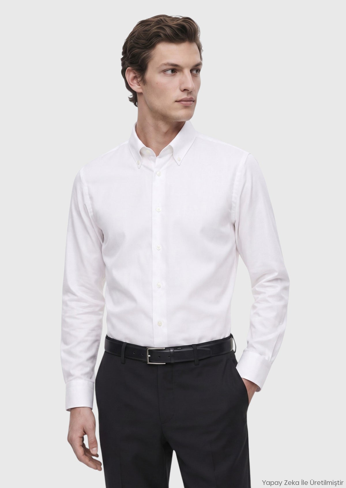 Beyaz Regular Fit Uzun Dokuma Klasik %100 Pamuk Gömlek