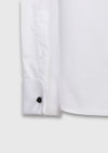 Beyaz Düz Slim Fit Duble Manşet Smokin Gömlek