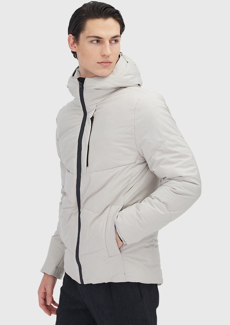 Bej Regular Fit Kapüşonlu Casual Dokuma Mont