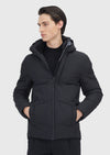 Siyah Regular Fit Kapüşonlu Casual Dokuma Mont