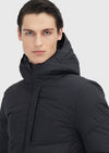 Siyah Regular Fit Kapüşonlu Casual Dokuma Mont