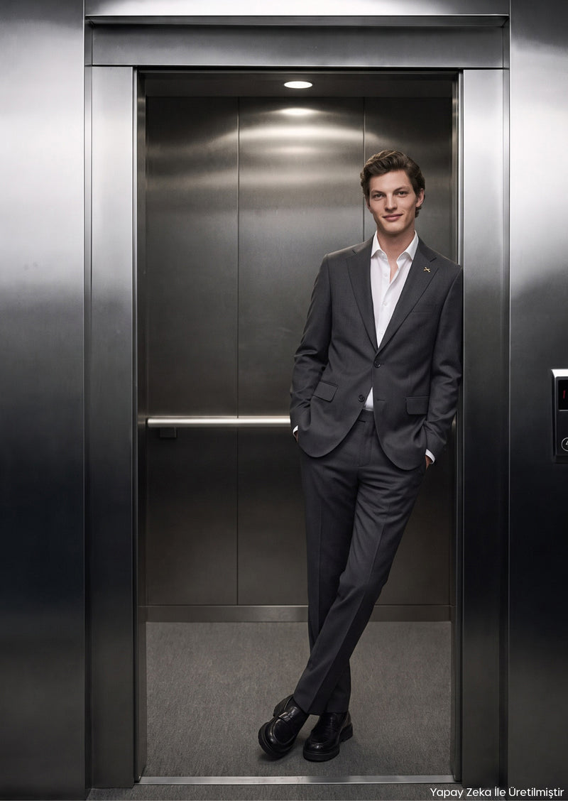 Antrasit Mikro Modern Fit Yün Karışımlı Takım Elbise