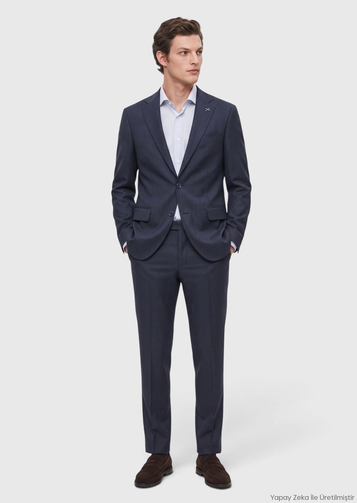 Lacivert Mikro Modern Fit Yün Karışımlı Takım Elbise