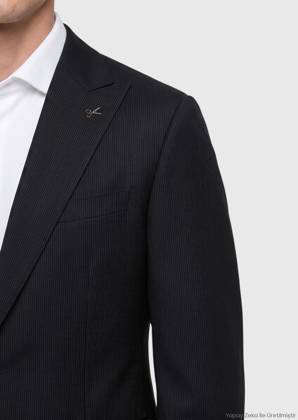 Siyah Mikro Modern Fit Yün Karışımlı Takım Elbise