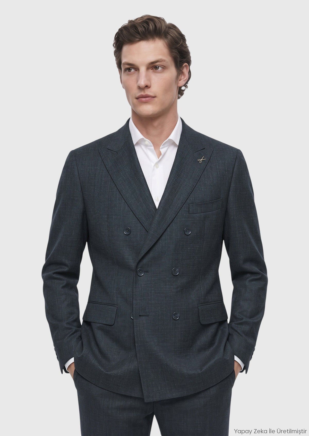 Yeşil Düz Zeroweight Slim Fit %100 Yün Takım Elbise