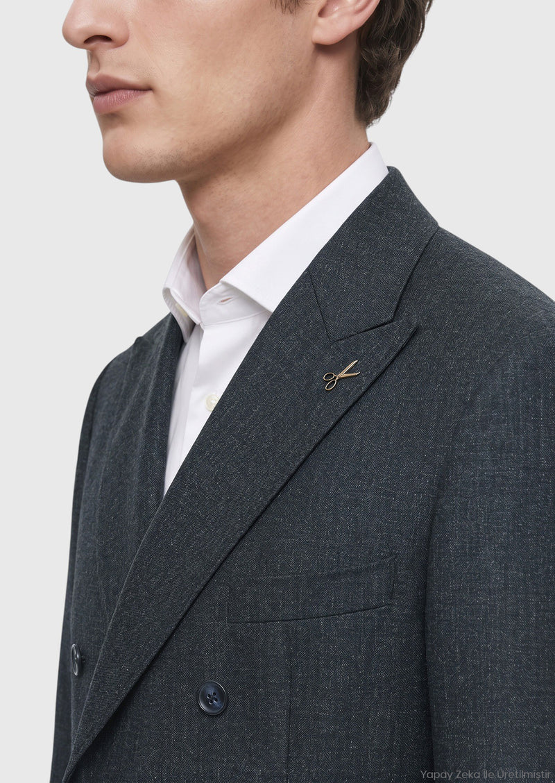Yeşil Düz Zeroweight Slim Fit %100 Yün Takım Elbise