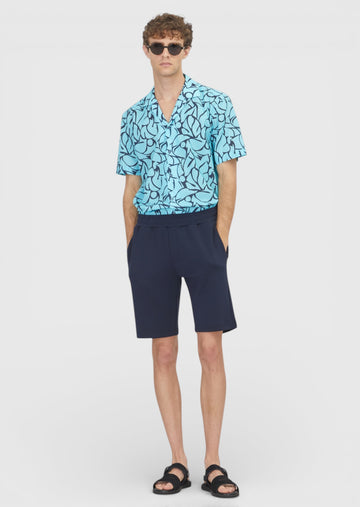 Lacivert Düz Örme Regular Fit Casual Bermuda
