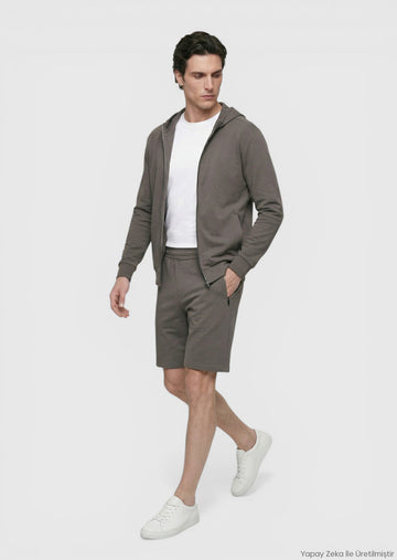 Damson Color Knitting Regular Fit Casual Bermuda