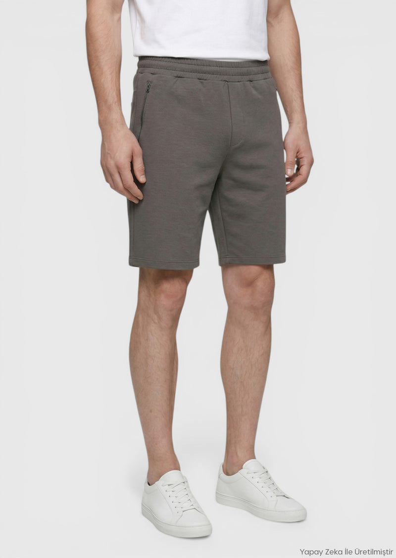 Mürdüm Düz Örme Regular Fit Casual Bermuda