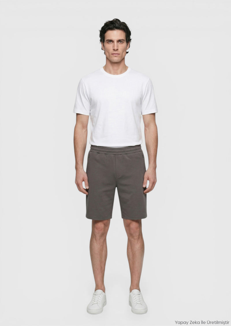 Mürdüm Düz Örme Regular Fit Casual Bermuda
