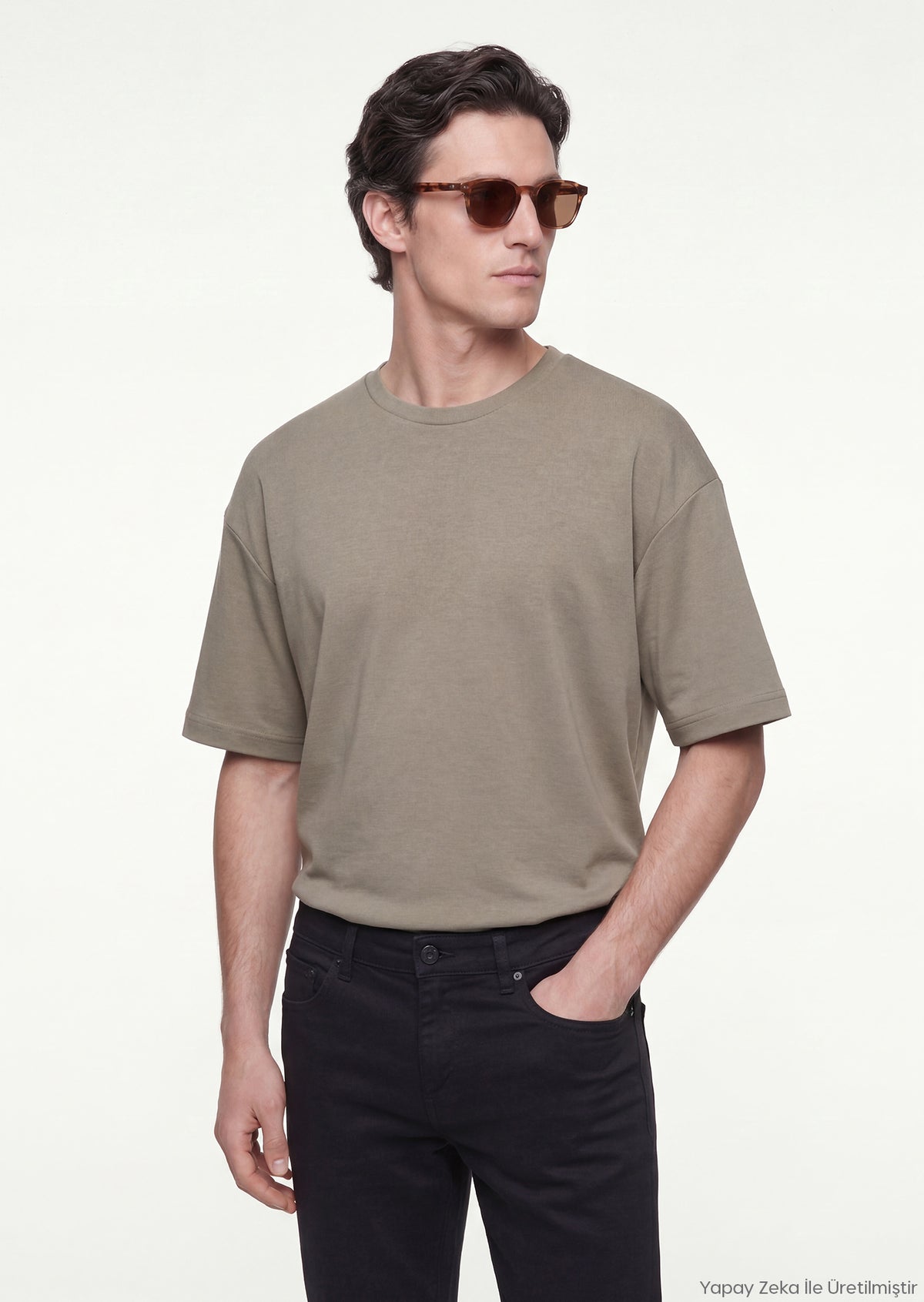 Haki Düz Sweatshirt