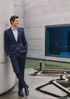 Lacivert Desenli Modern Fit Yün Karışımlı Takım Elbise