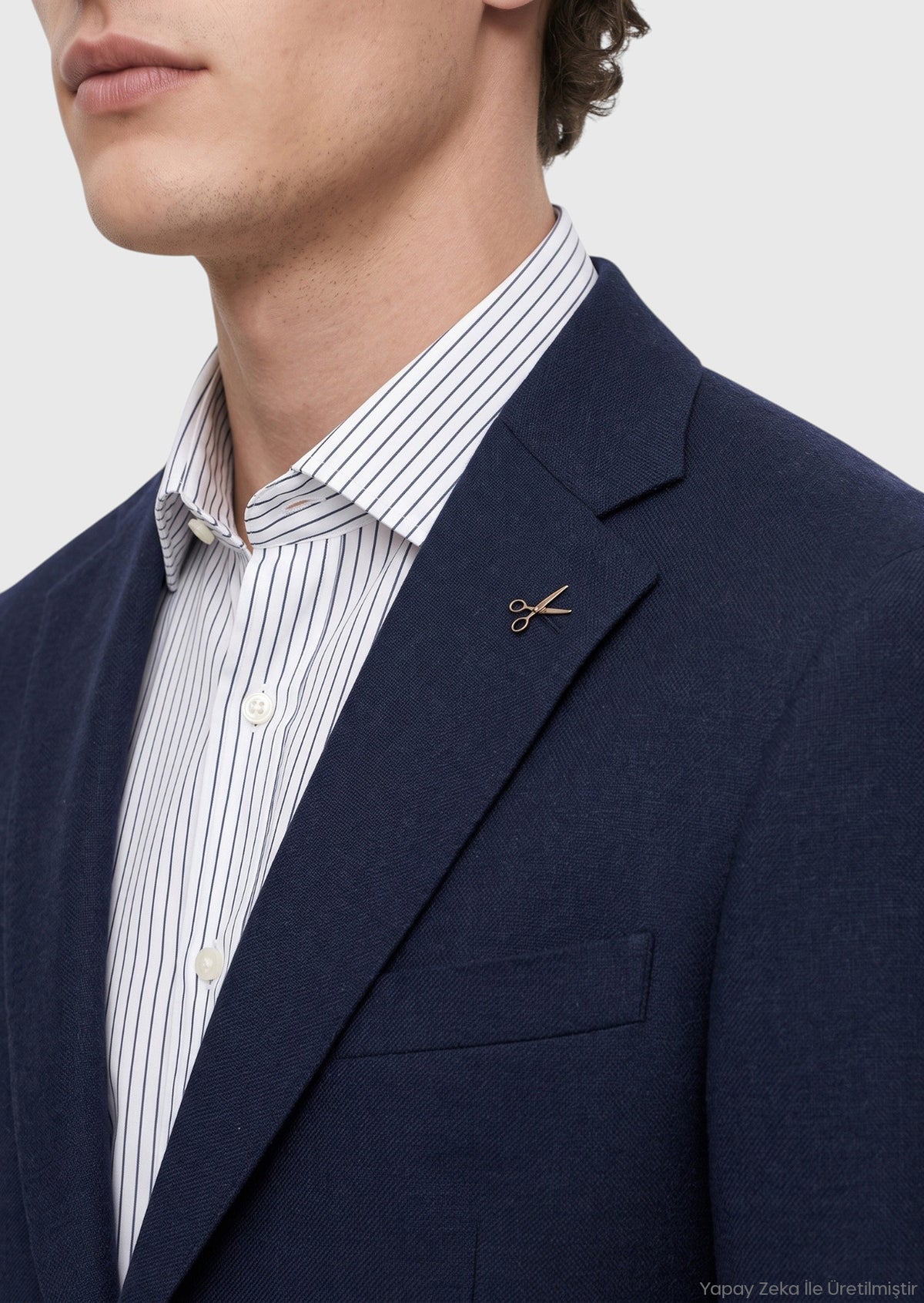 Lacivert Desenli Modern Fit Yün Karışımlı Takım Elbise