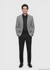 Gri Modern Fit İpek Karışımlı Ceket