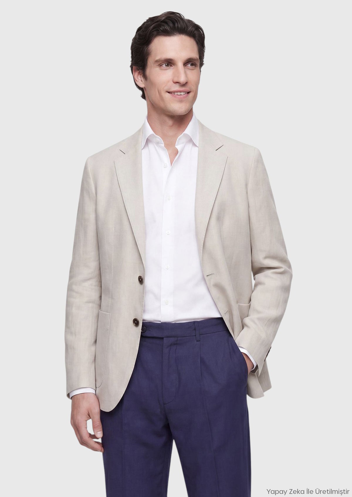Ekru Zeroweight Slim Fit %100 Keten Ceket