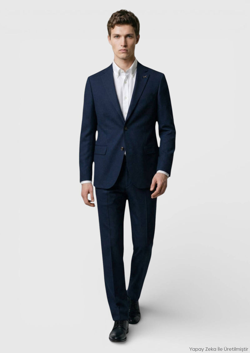 Lacivert Shirt Shoulder Slim Fit %100 Yün Ceket