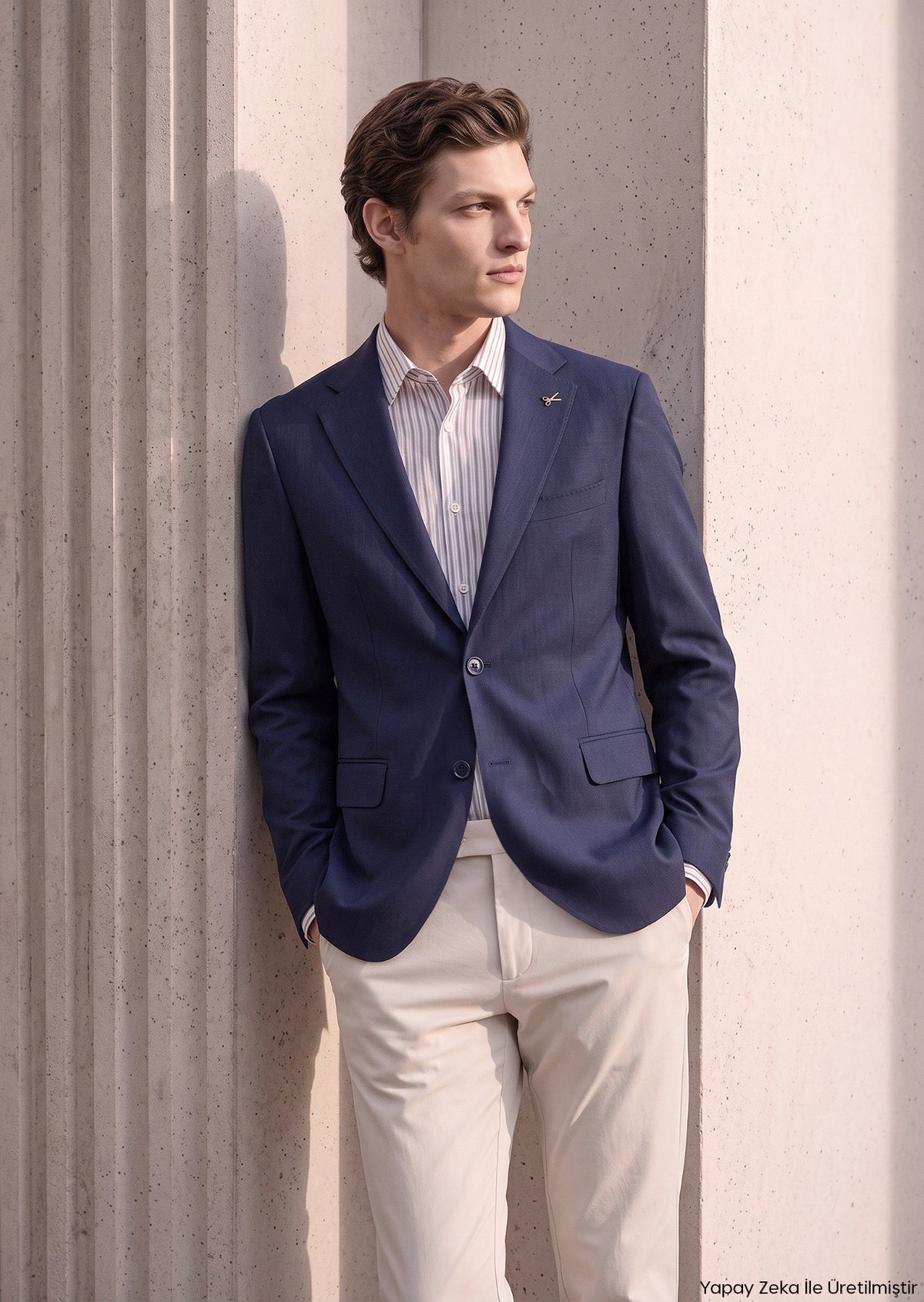 Lacivert Shirt Shoulder Slim Fit %100 Yün Ceket