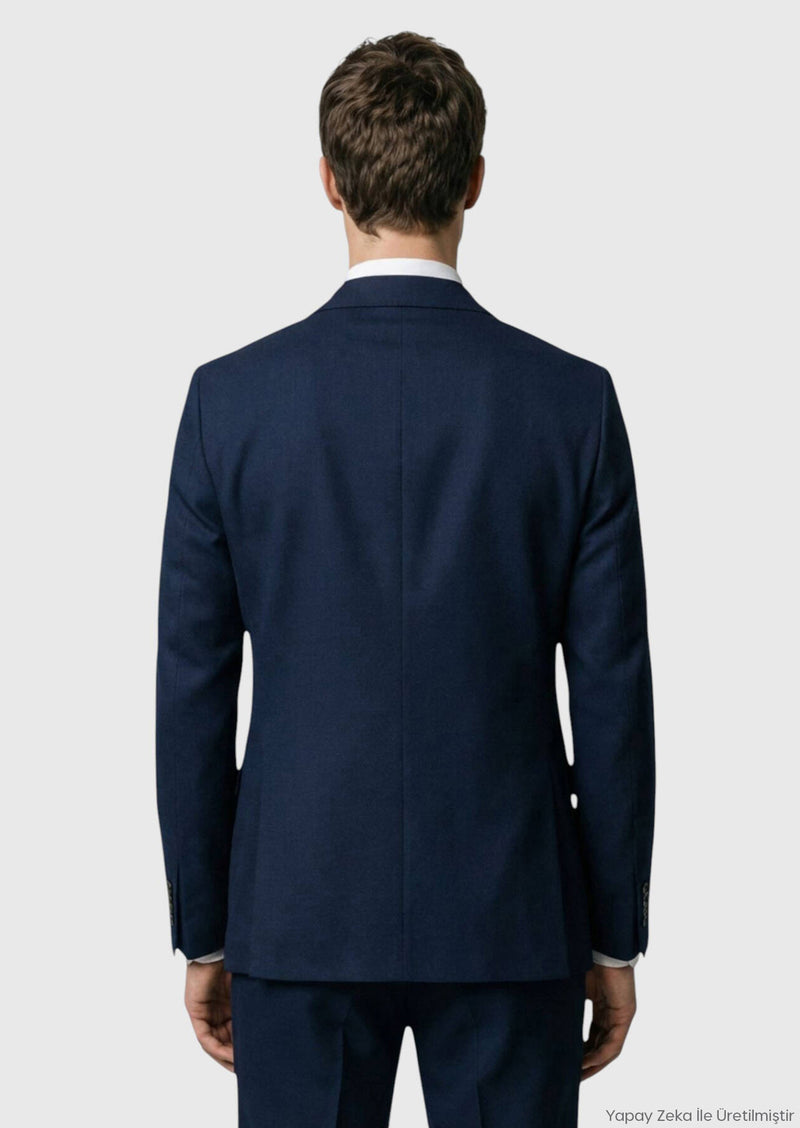 Lacivert Shirt Shoulder Slim Fit %100 Yün Ceket