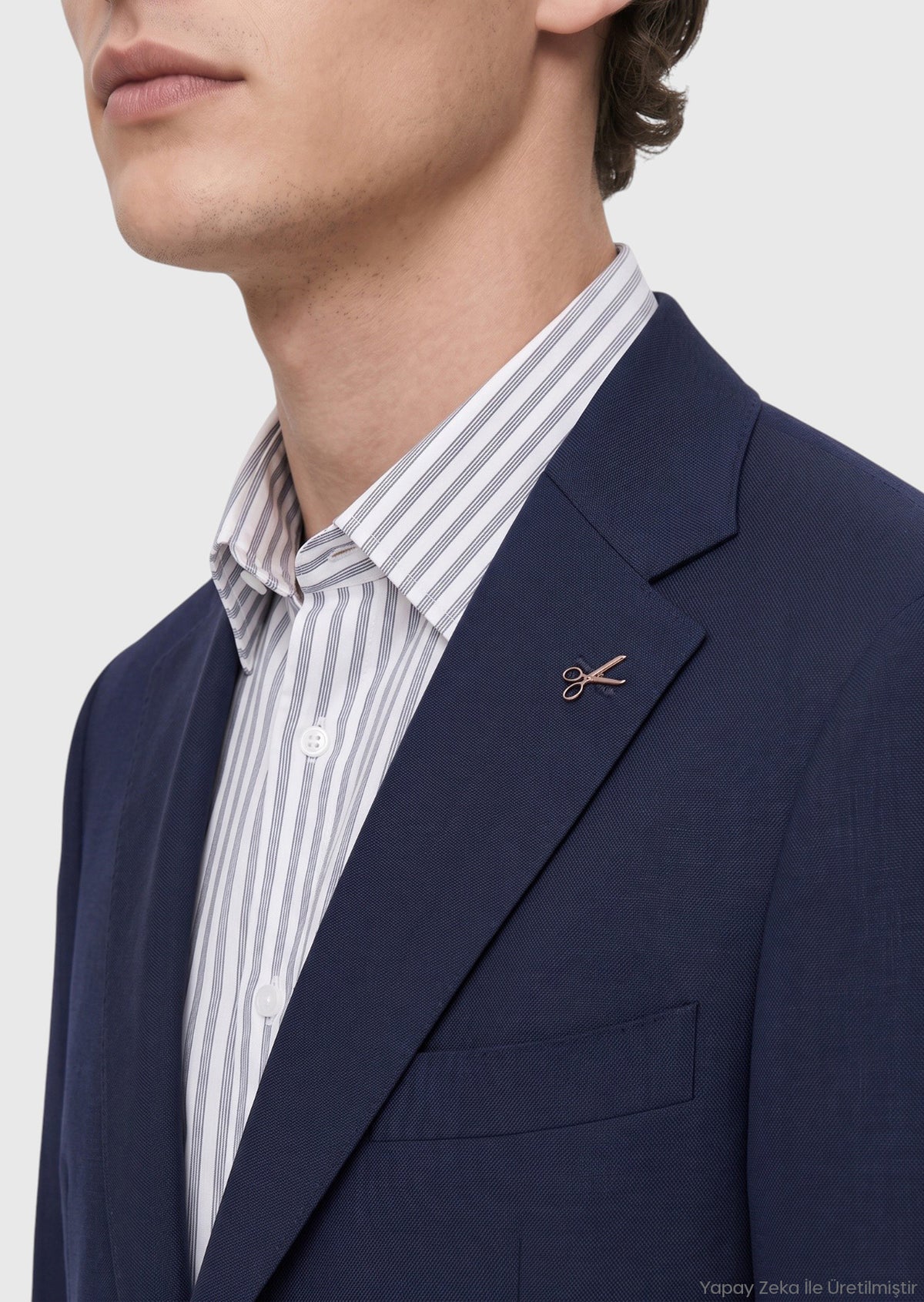 Lacivert Shirt Shoulder Slim Fit %100 Yün Ceket
