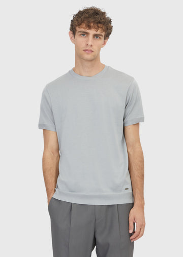 Açık Gri Düz %100 Pamuk T-Shirt