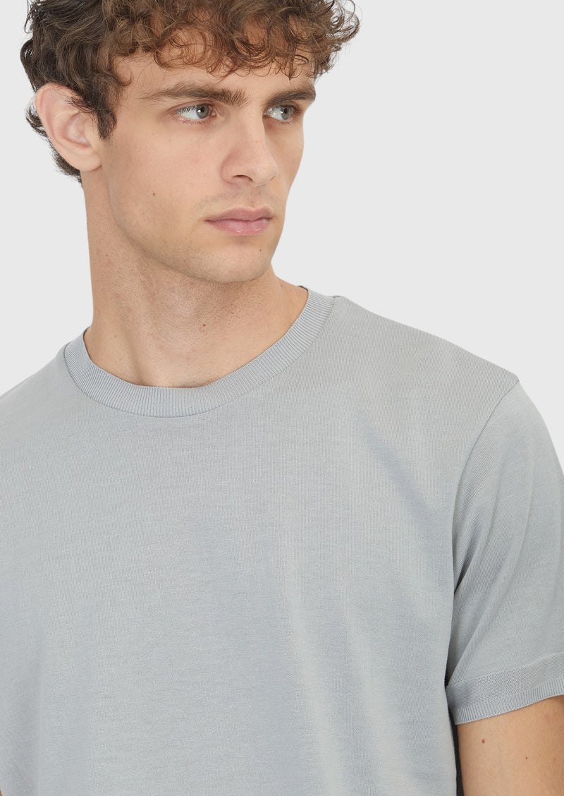 Açık Gri Düz %100 Pamuk T-Shirt