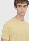 Açık Sarı Düz %100 Keten T-Shirt