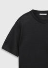 Siyah Düz %100 Keten T-Shirt