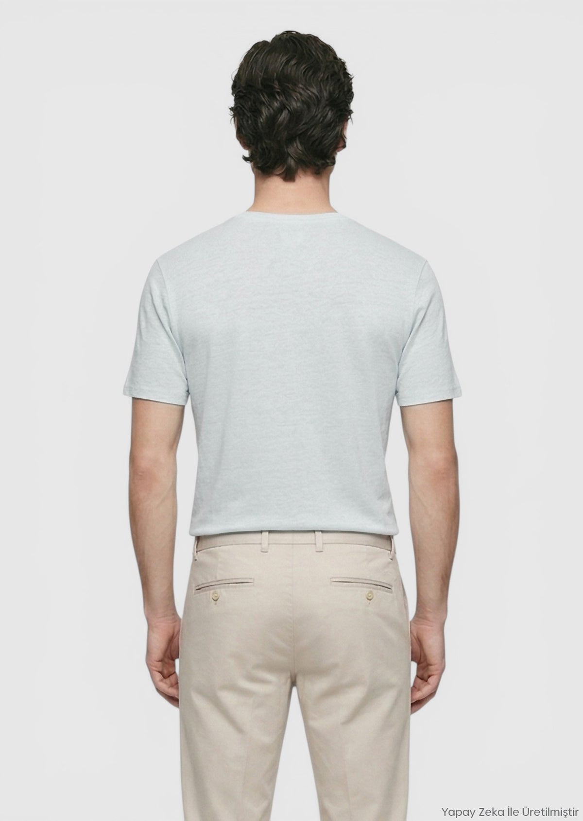 Gri Düz %100 Keten T-Shirt
