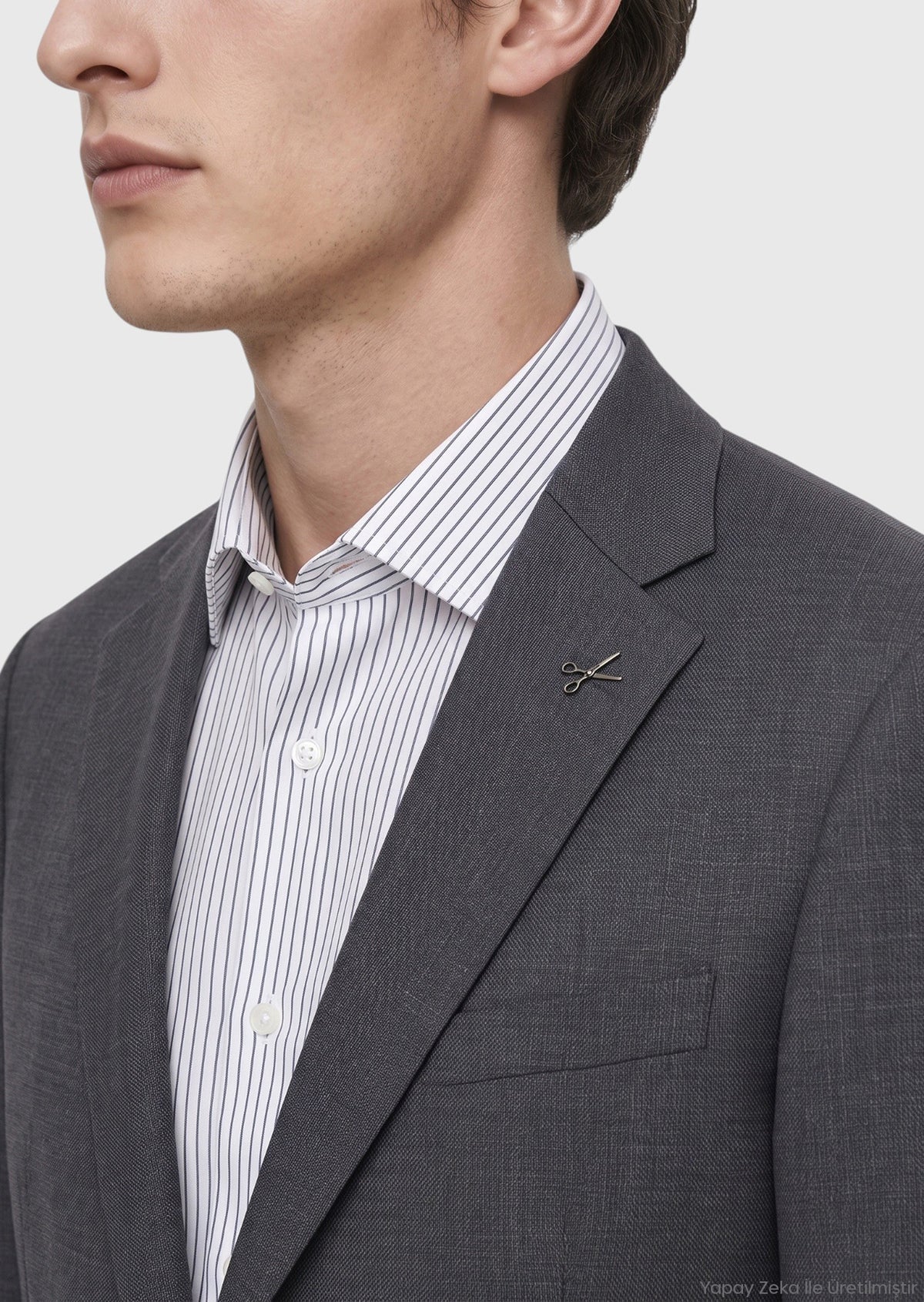 Koyu Gri Mikro Modern Fit Yün Karışımlı Takım Elbise