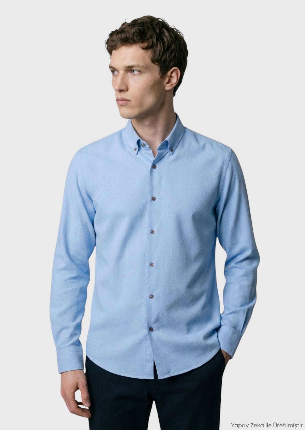 Mavi Düz Regular Fit Uzun Dokuma Casual %100 Pamuk Gömlek