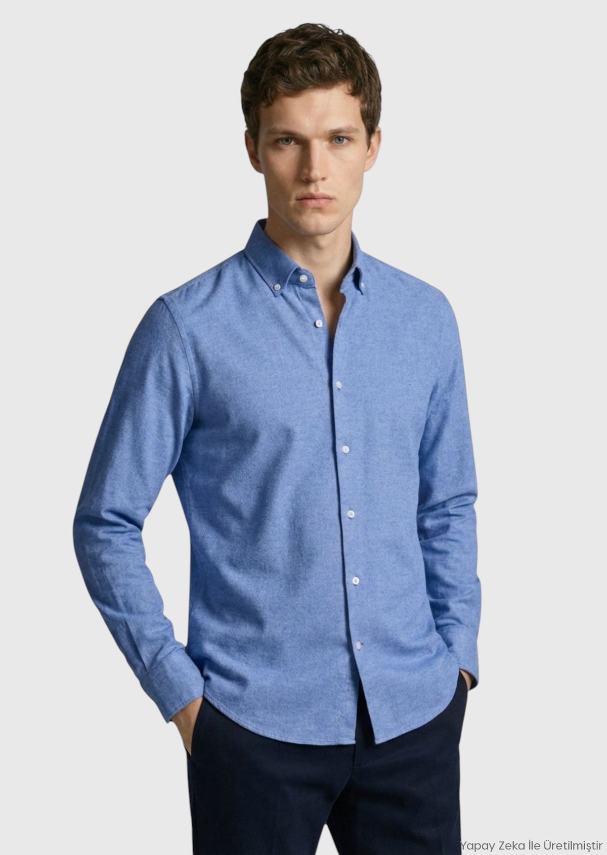 Lacivert Düz Regular Fit Uzun Dokuma Casual %100 Pamuk Gömlek