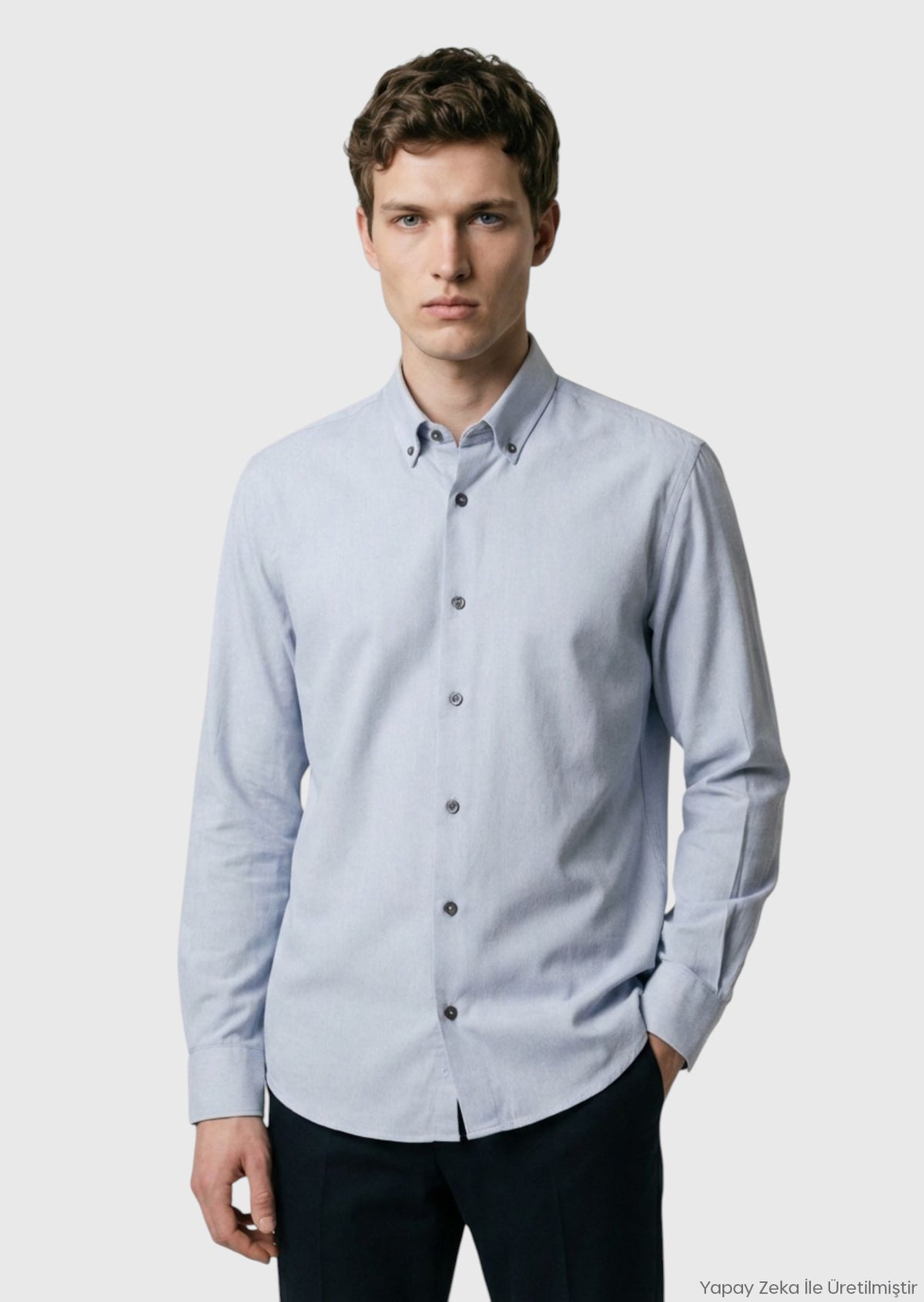 Gri Düz Regular Fit Uzun Dokuma Casual %100 Pamuk Gömlek