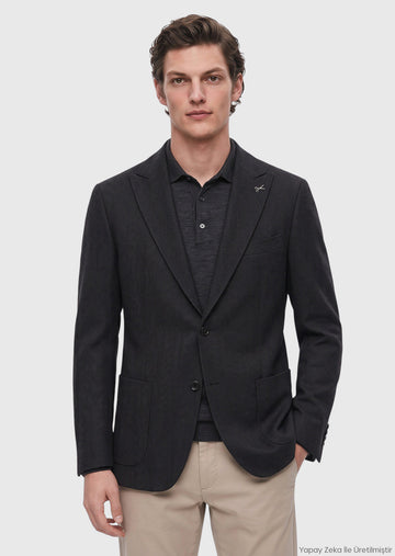 Antrasit Zeroweight Slim Fit Yün Karışımlı Ceket