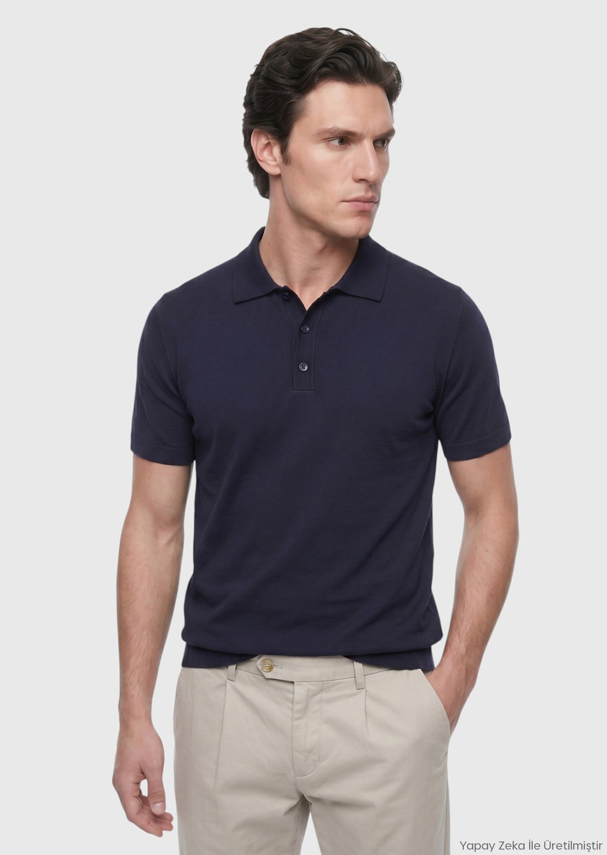 Navy Blue Knitwear Sweatshirt