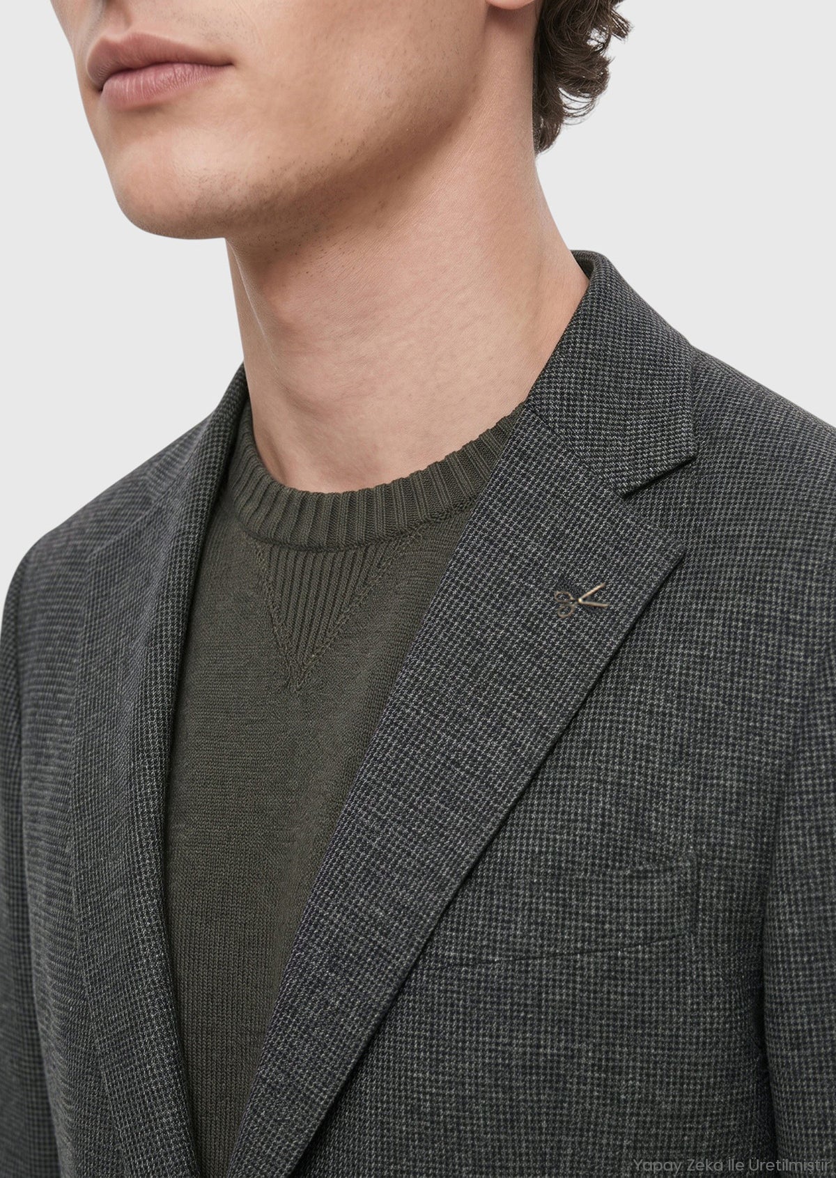 Haki Mikro Zeroweight Slim Fit Yün Karışımlı Ceket