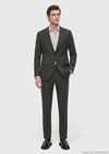 Yeşil Düz Zeroweight Slim Fit %100 Yün Takım Elbise