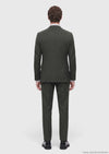 Yeşil Düz Zeroweight Slim Fit %100 Yün Takım Elbise