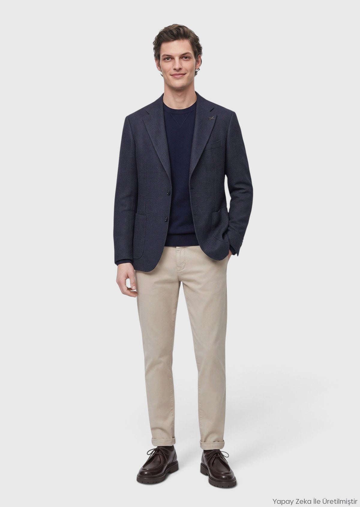 Lacivert Mikro Zeroweight Slim Fit İpek Karışımlı Ceket