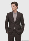 Kahverengi Desenli Zeroweight Slim Fit %100 Yün Takım Elbise