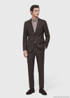 Kahverengi Desenli Zeroweight Slim Fit %100 Yün Takım Elbise