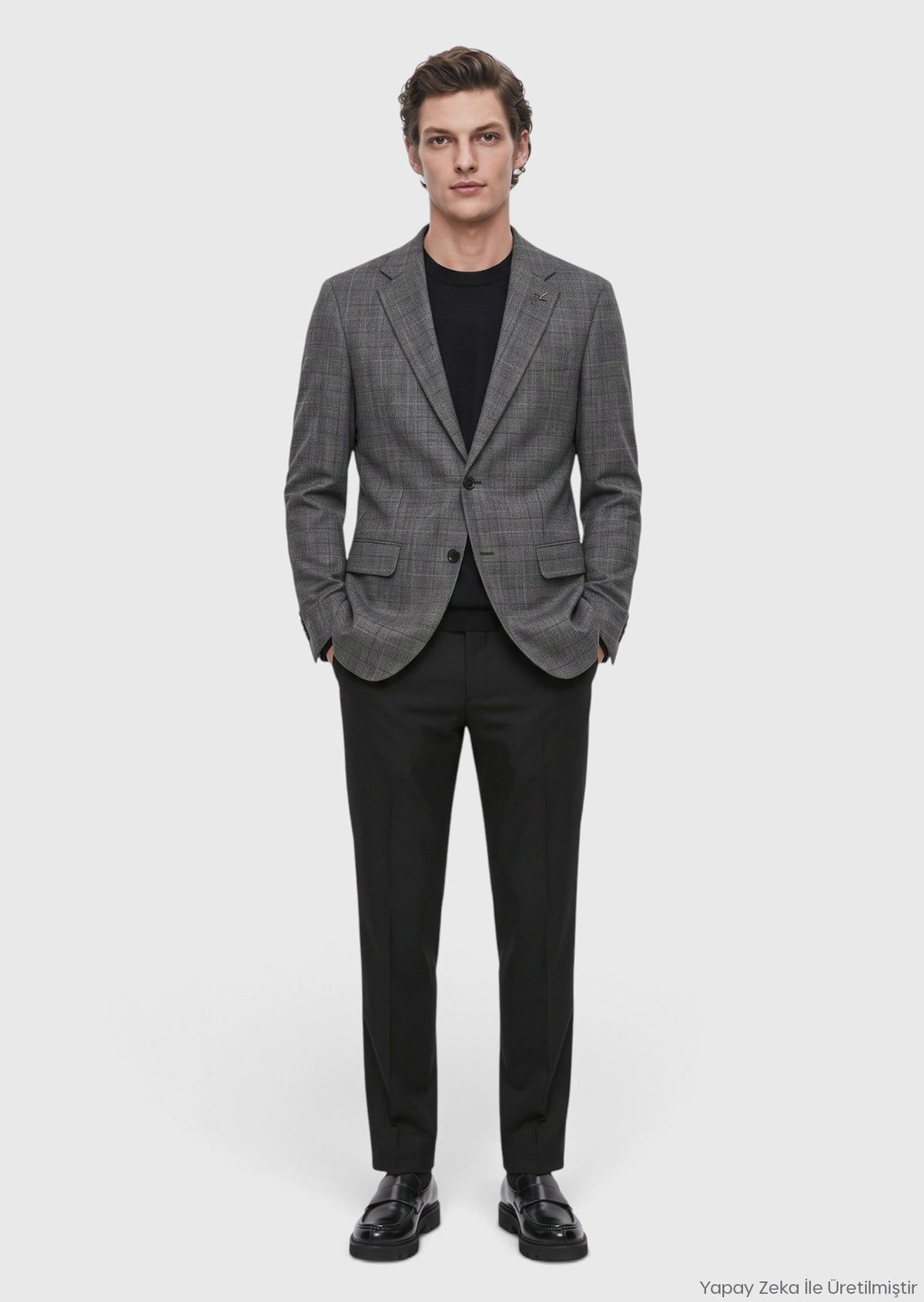 Siyah Regular Fit İpek Karışımlı Ceket