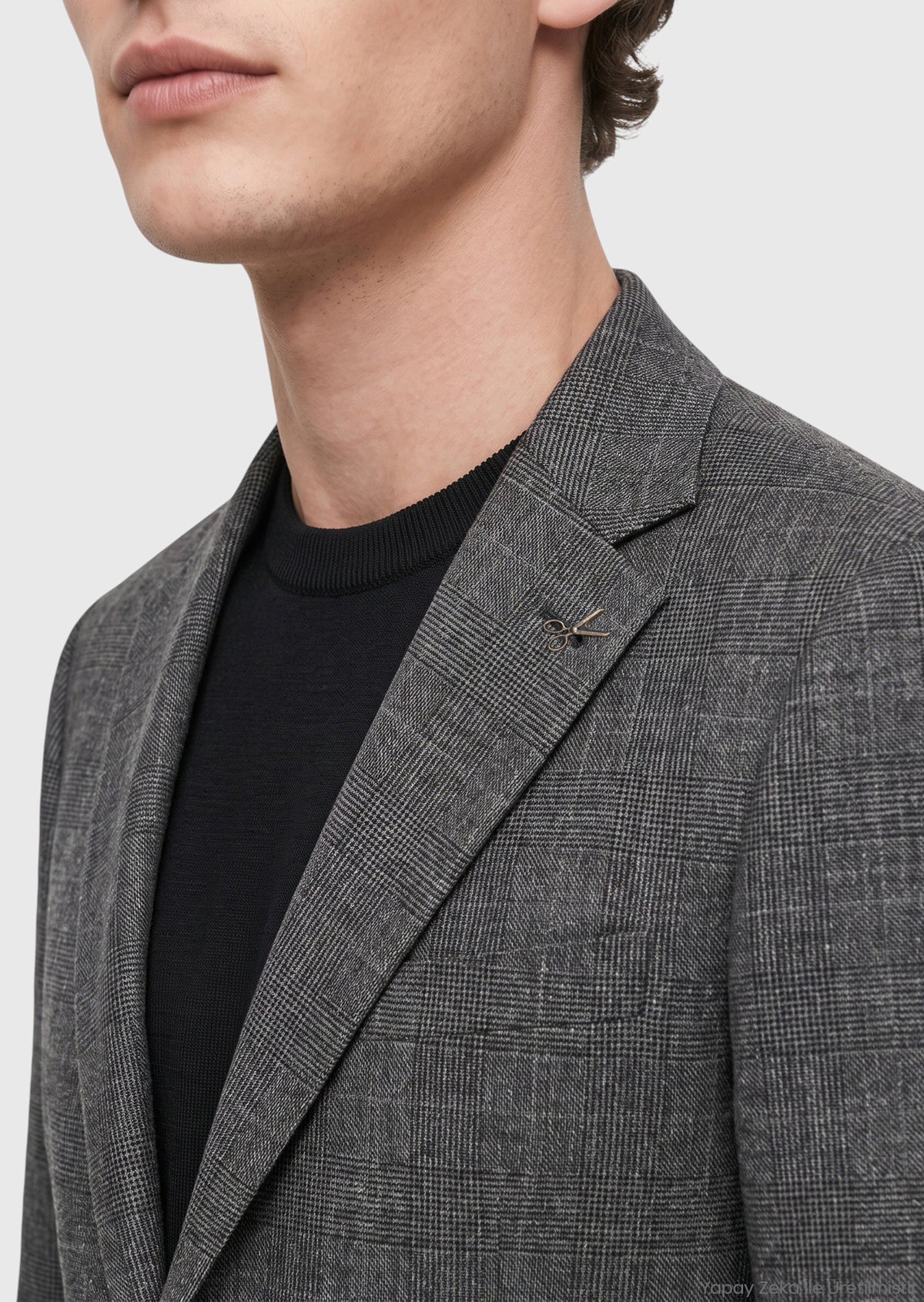 Siyah Regular Fit İpek Karışımlı Ceket
