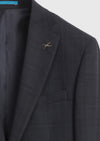 Koyu Lacivert Desenli Modern Fit Yün Karışımlı Takım Elbise