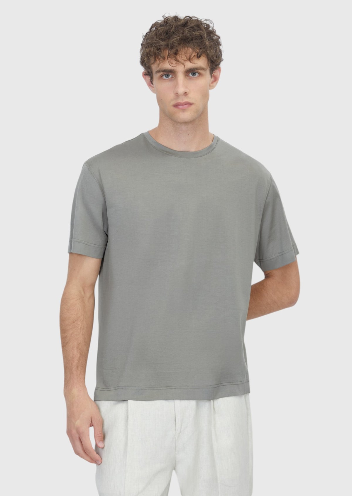 Vizon Düz Pamuk Karışımlı T-Shirt