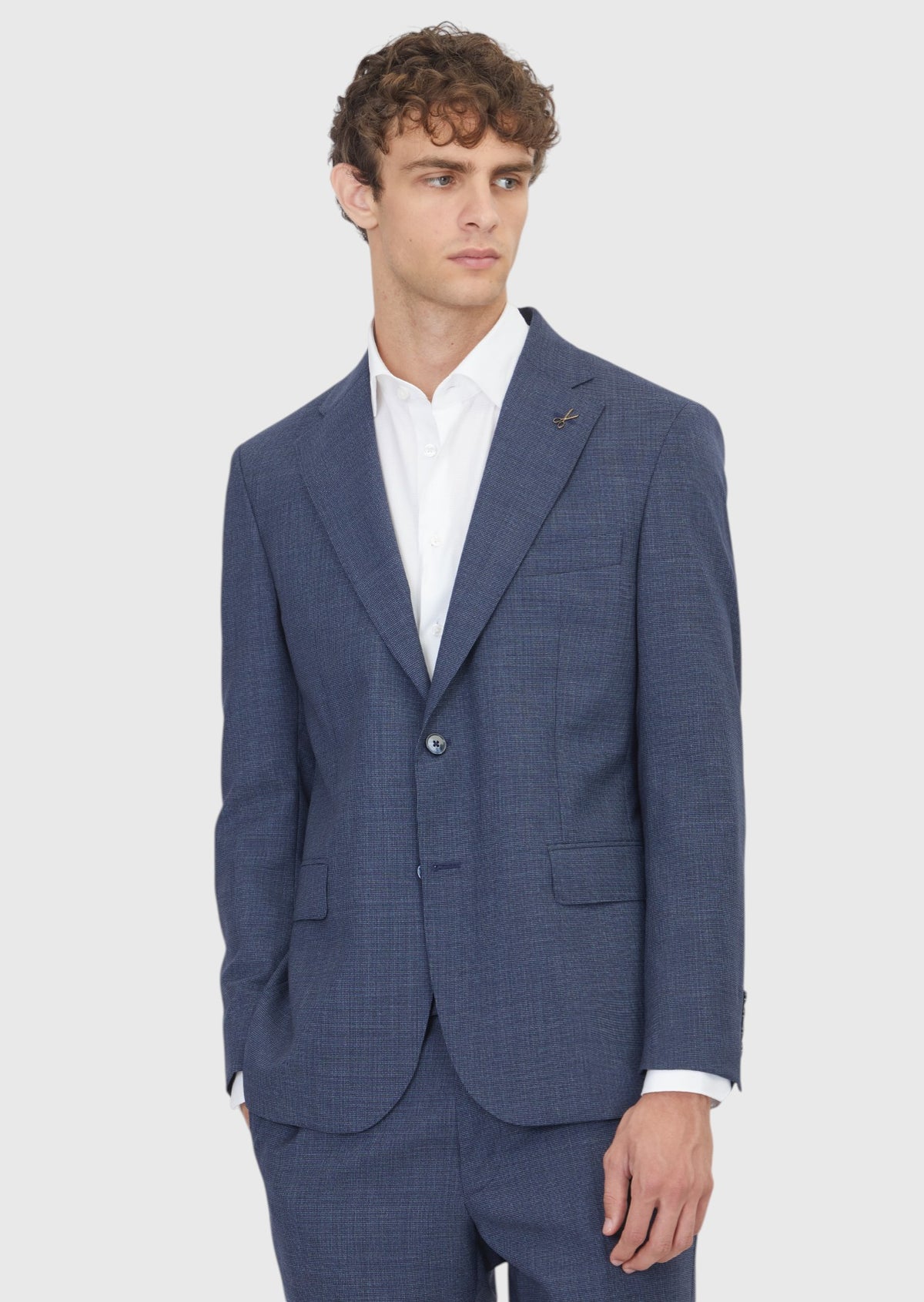Light Navy Blue Checkered Zeroweight Slim Fit Wool Blended Suit