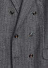Koyu Gri Çizgili Zeroweight Slim Fit İpek Karışımlı Takım Elbise