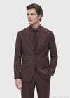 Bordo Düz Relaxed Fit %100 Yün Takım Elbise