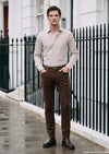 Kahverengi Düz Dokuma Regular Fit Casual Yün Karışımlı Pantolon
