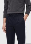 Lacivert Düz Dokuma Relaxed Fit Casual Pamuk Karışımlı Pantolon